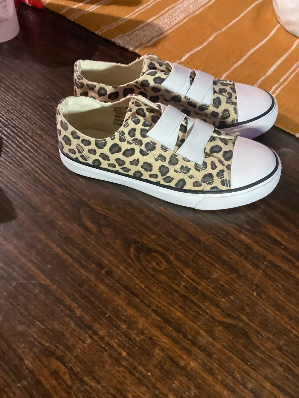 L&B Kids Leopard-Print Slip-On Sneakers in Beige and Black